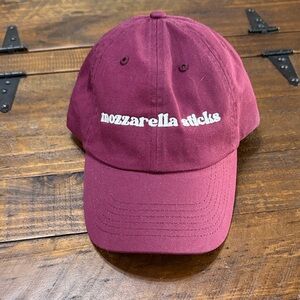 Burgundy Baseball Cap with Embroidered Text